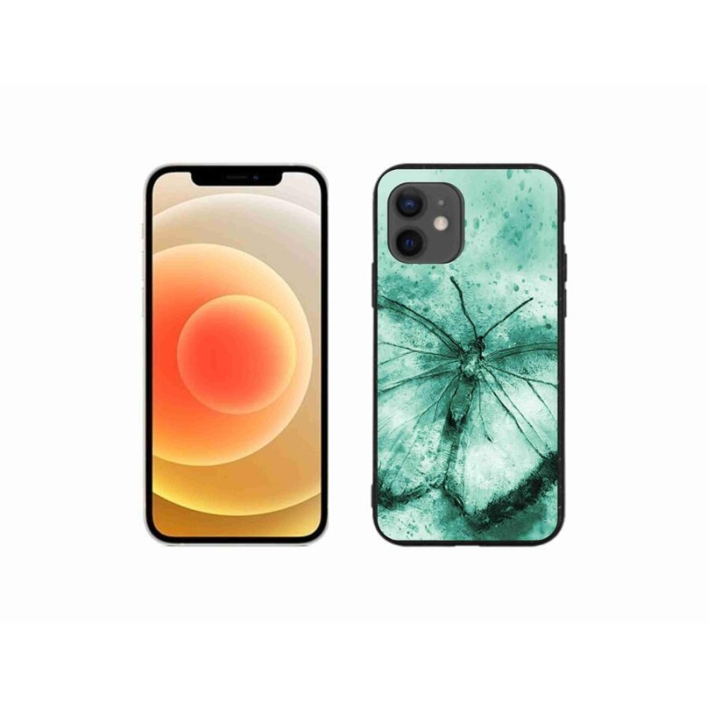 Gél tok mmCase iPhone 12 mini készülékhez - zöld pillangó