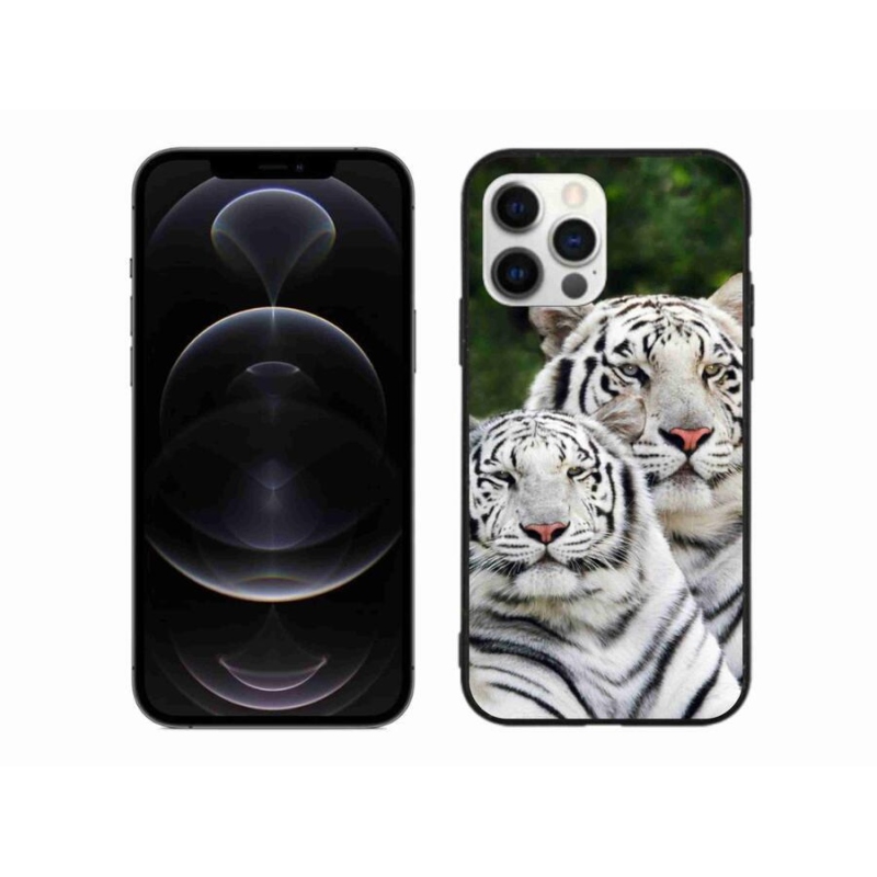 Gél tok mmCase iPhone 12 Pro Max készülékhez - fehér tigrisek