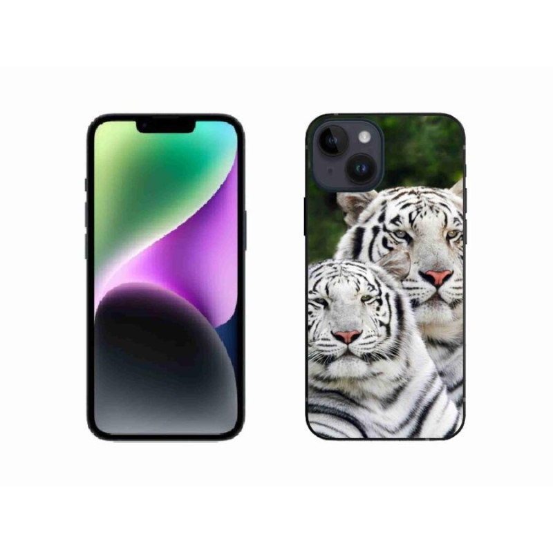 Gél tok mmCase iPhone 14 készülékhez - fehér tigrisek