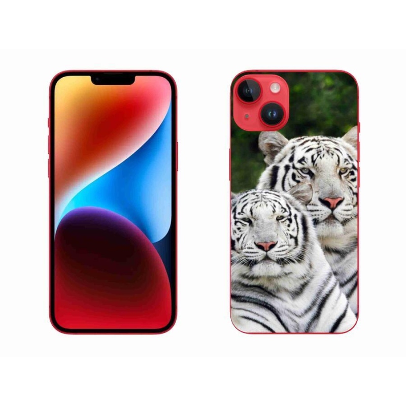 Gél tok mmCase iPhone 14 Plus készülékhez - fehér tigrisek