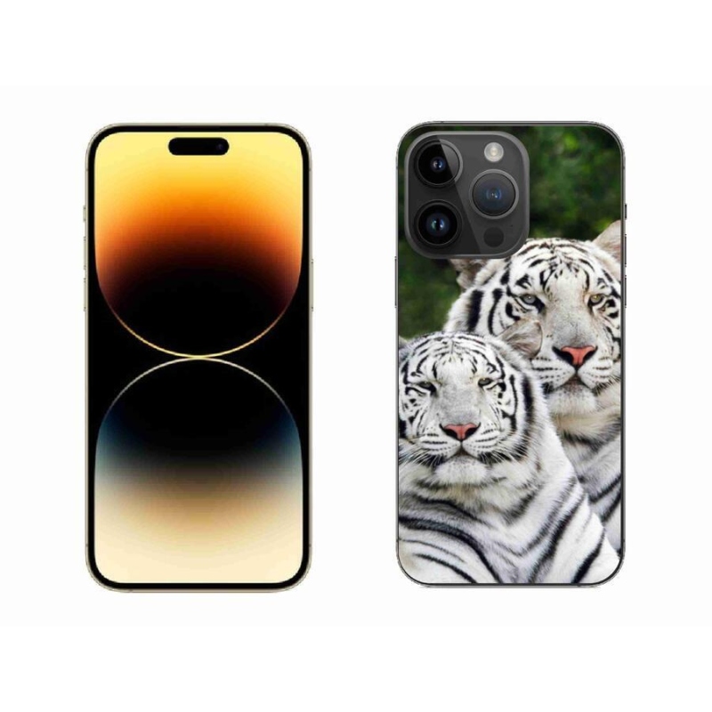 Gél tok mmCase iPhone 14 Pro Max 6.7 készülékhez - fehér tigrisek