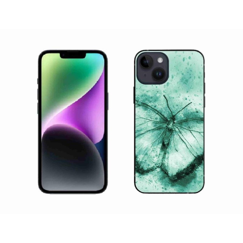 Gél tok mmCase iPhone 14 készülékhez - zöld pillangó