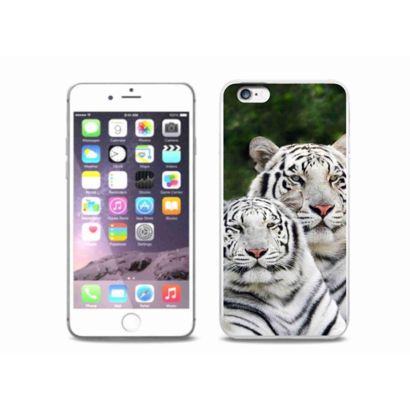 Gél tok mmCase iPhone 6 Plus/6S Plus készülékhez - fehér tigrisek
