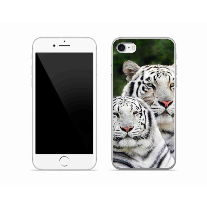 Gél tok mmCase iPhone 8 készülékhez - fehér tigrisek