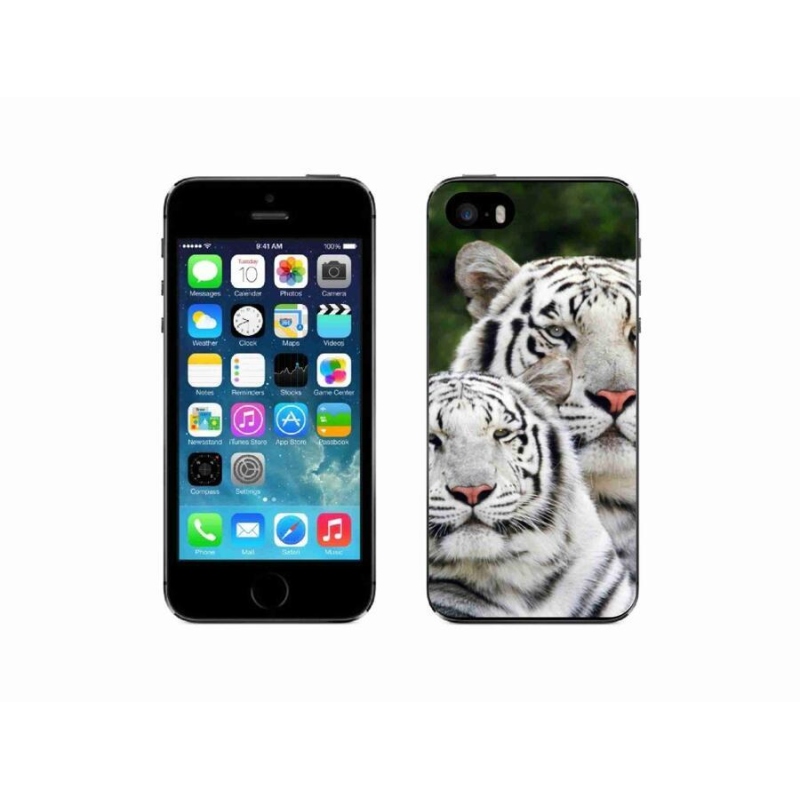 Gél tok mmCase iPhone SE (2016) készülékhez - fehér tigrisek