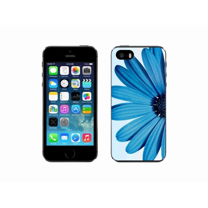 Gél tok mmCase iPhone SE (2016) készülékhez - kék margaréta