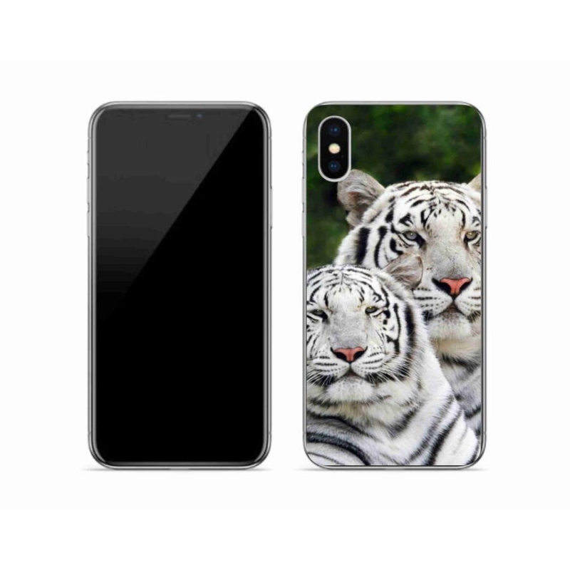 Gél tok mmCase iPhone X készülékhez - fehér tigrisek