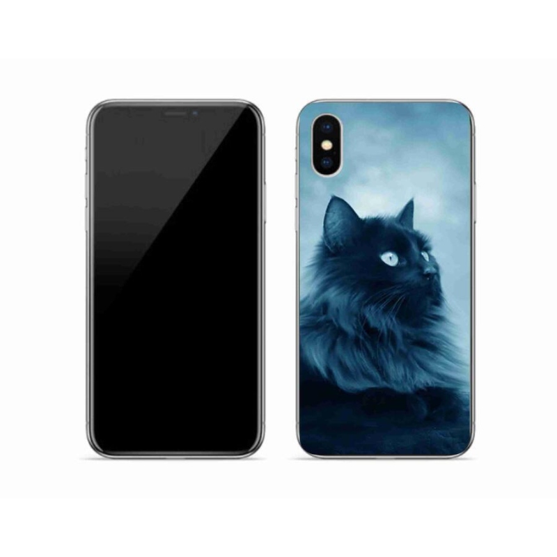 Gél tok mmCase iPhone X készülékhez - fekete macska 1