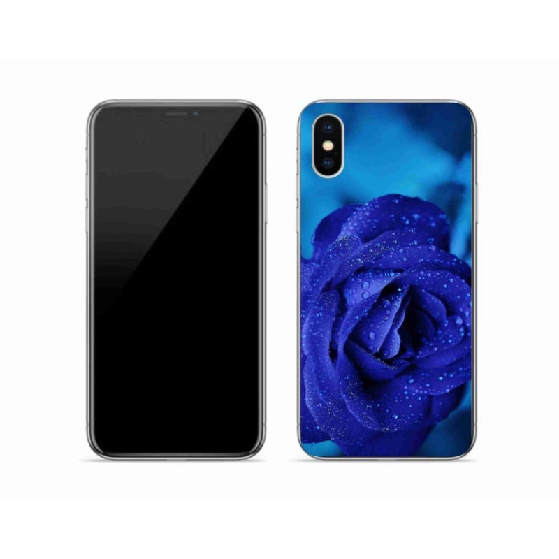 Gél tok mmCase iPhone X készülékhez - kék rózsa