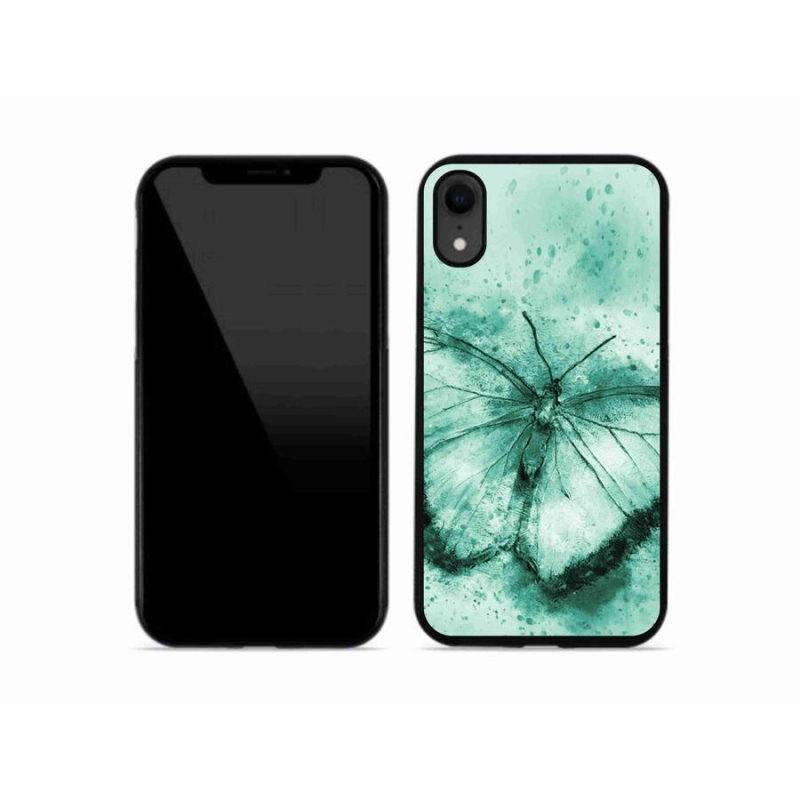 Gél tok mmCase iPhone XR készülékhez - zöld pillangó