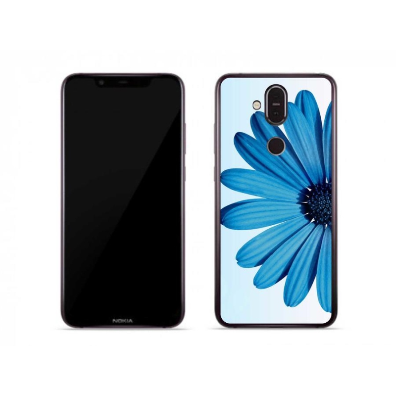 Gél tok mmCase mobiltelefonhoz Nokia 7.1 Plus - kék margaréta