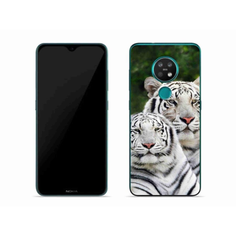 Gél tok mmCase mobiltelefonhoz Nokia 7.2 - fehér tigrisek