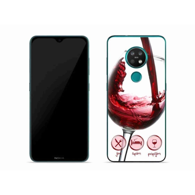 Gél tok mmCase mobiltelefonhoz Nokia 7.2 - borospohár piros