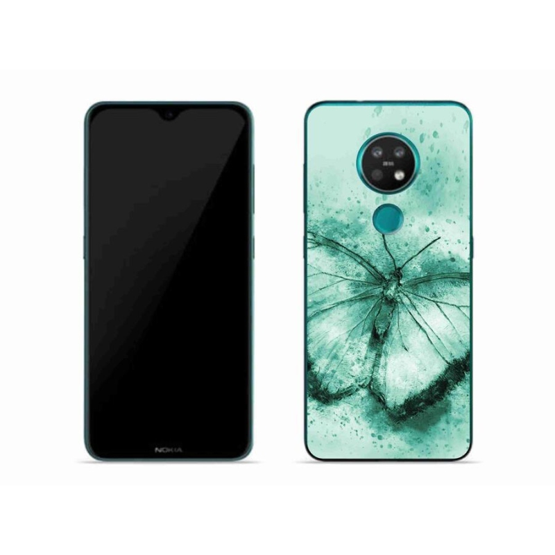 Gél tok mmCase mobiltelefonhoz Nokia 7.2 - zöld pillangó