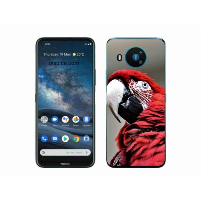 Gél tok mmCase a Nokia 8.3 5G készülékhez - papagáj ara piros