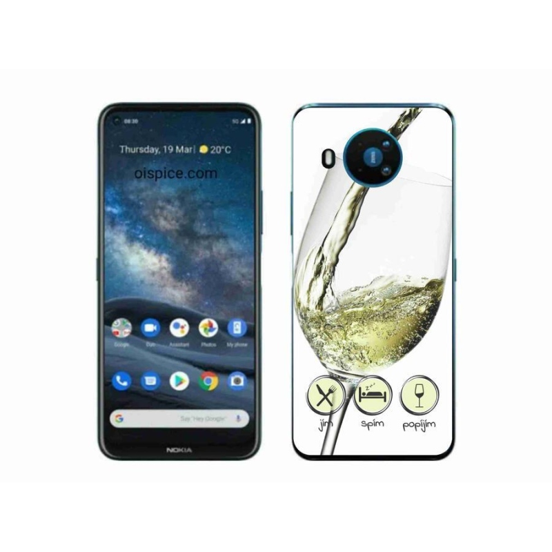 Gélhüvely mmCase Nokia 8.3 5G mobiltelefonhoz - borospohár fehér