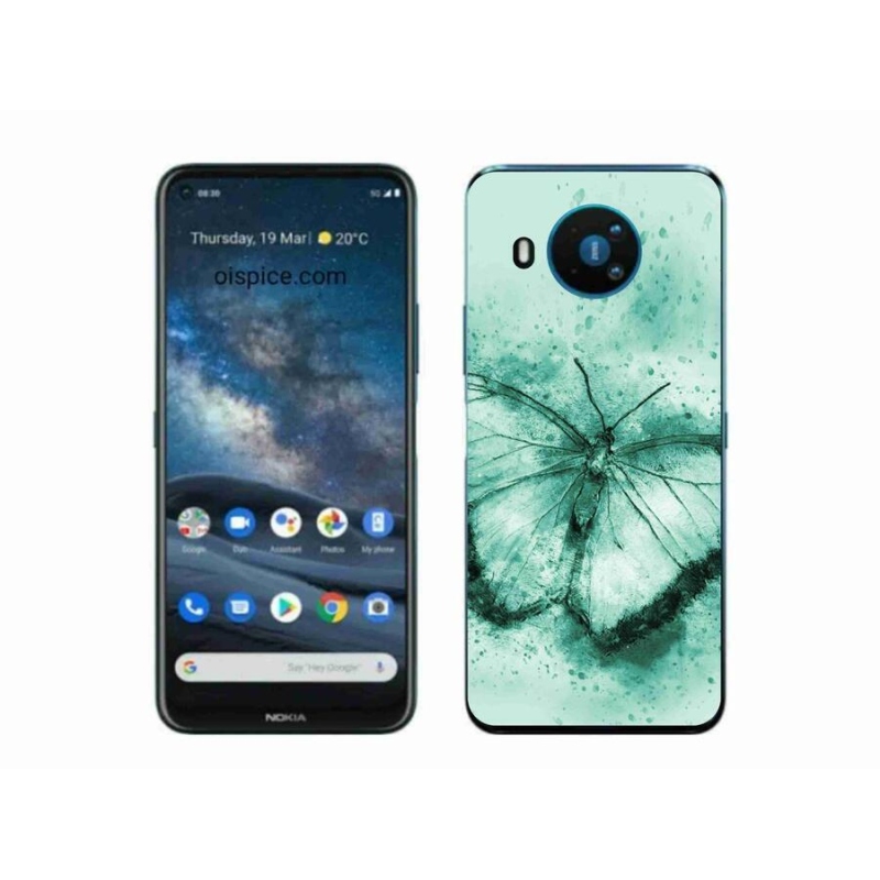 Gél tok mmCase a Nokia 8.3 5G készülékhez - zöld pillangó