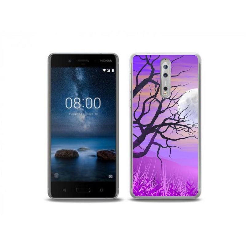 Gél tok mmCase mobiltelefonhoz Nokia 8 - rajzolt kidőlt fa