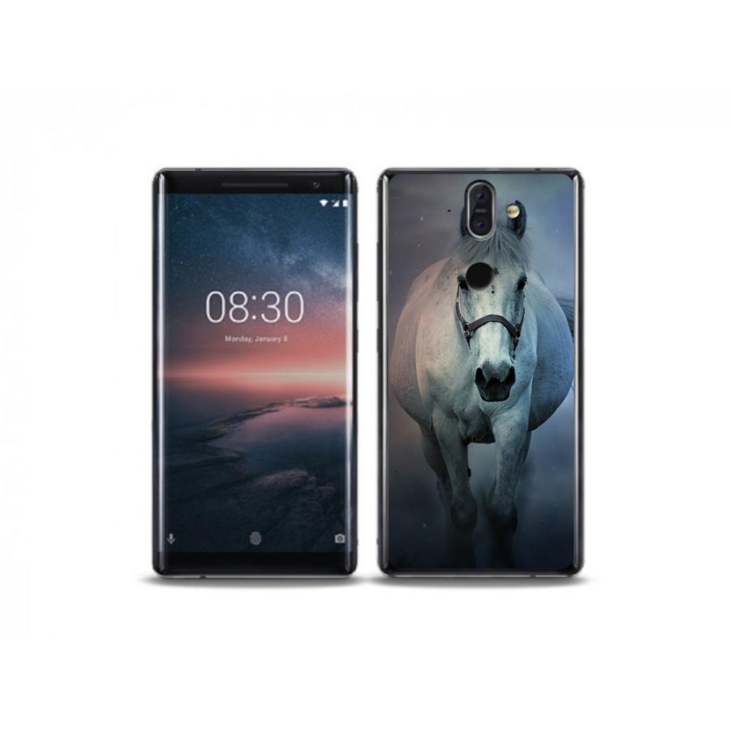 Gél tok mmCase mobiltelefonhoz Nokia 8 Sirocco - futó fehér ló