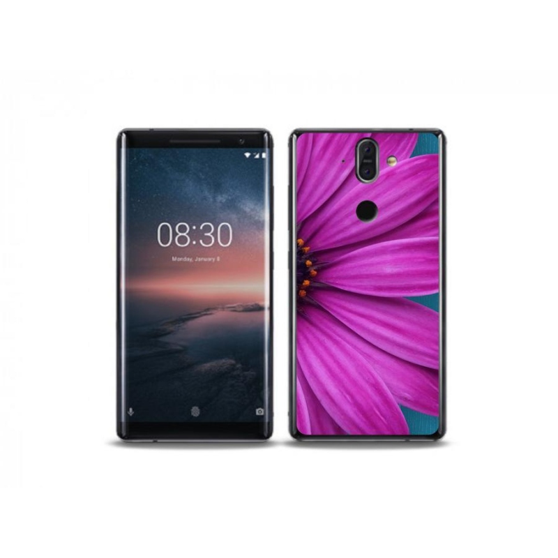 Gél tok mmCase mobiltelefonhoz Nokia 8 Sirocco - lila margaréta