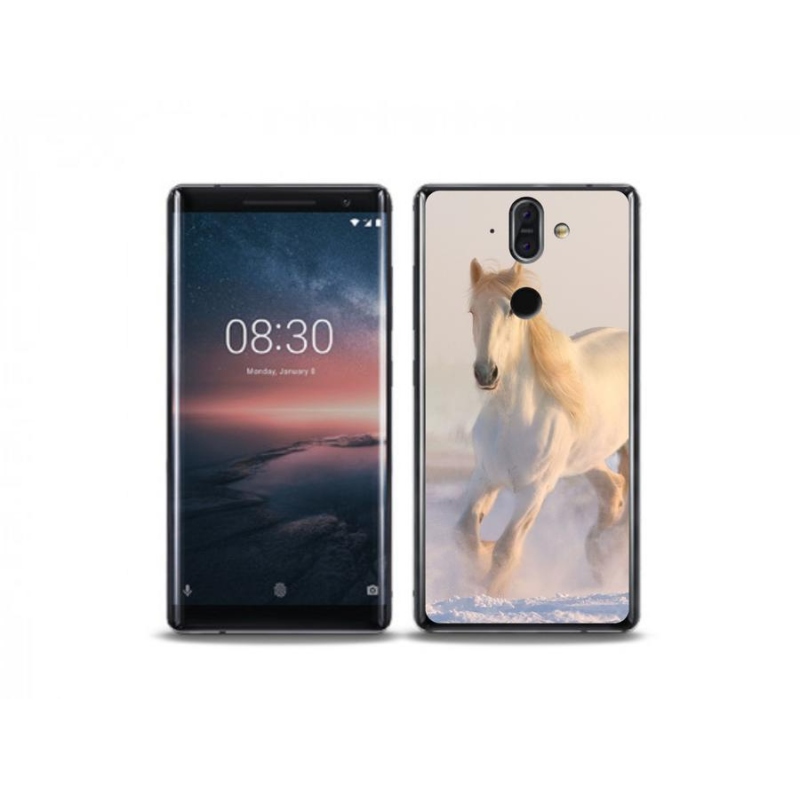Gél tok mmCase mobiltelefonhoz Nokia 8 Sirocco - ló a hóban