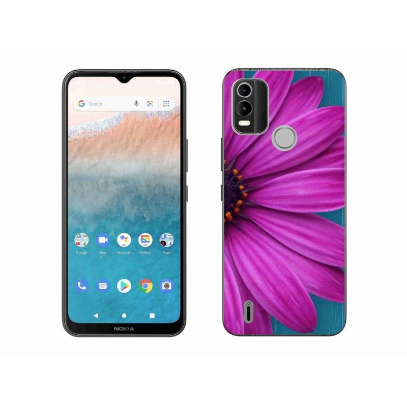 Gél tok mmCase mobiltelefonhoz Nokia C21 Plus - lila százszorszép