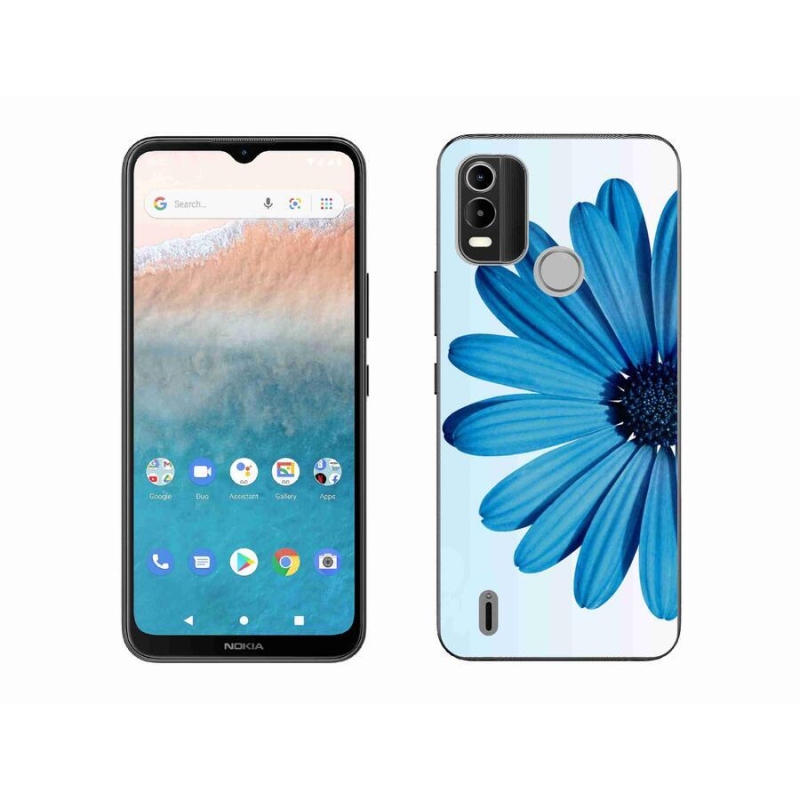 Zselés tok mmCase mobiltelefonhoz Nokia C21 Plus - kék margaréta