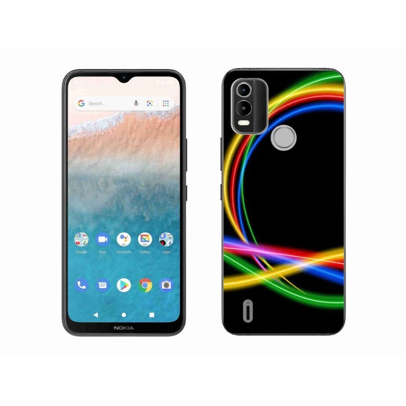 Gél tok mmCase mobiltelefonhoz Nokia C21 Plus - neon karikák