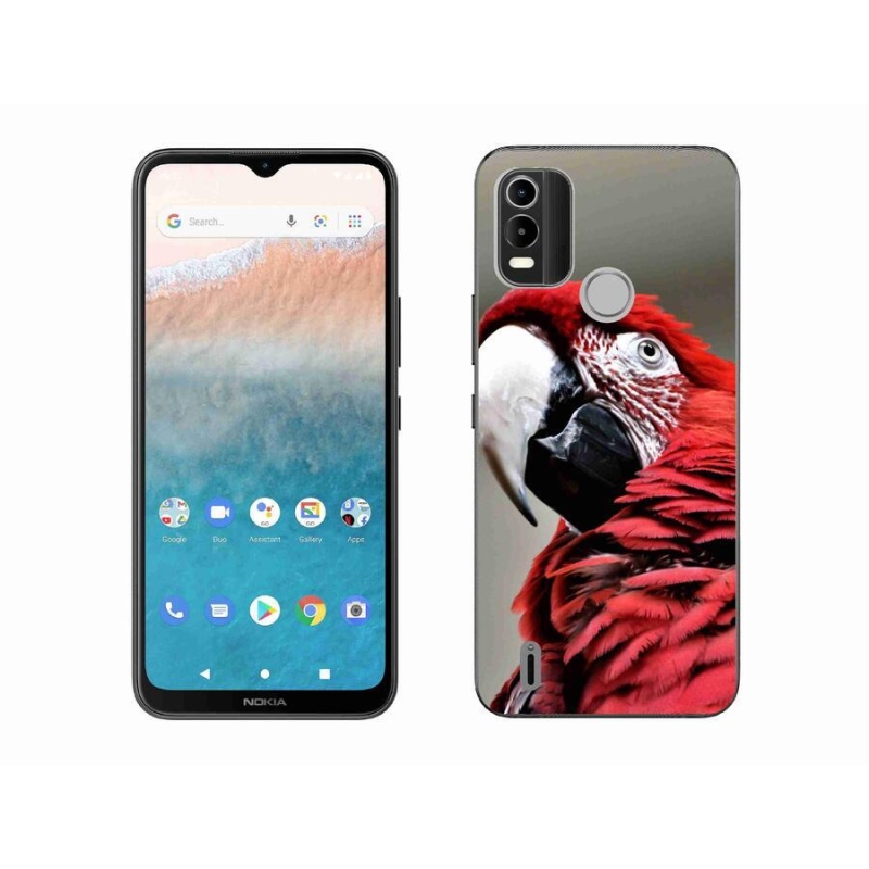 Gél tok mmCase mobiltelefonhoz Nokia C21 Plus - papagáj ara piros