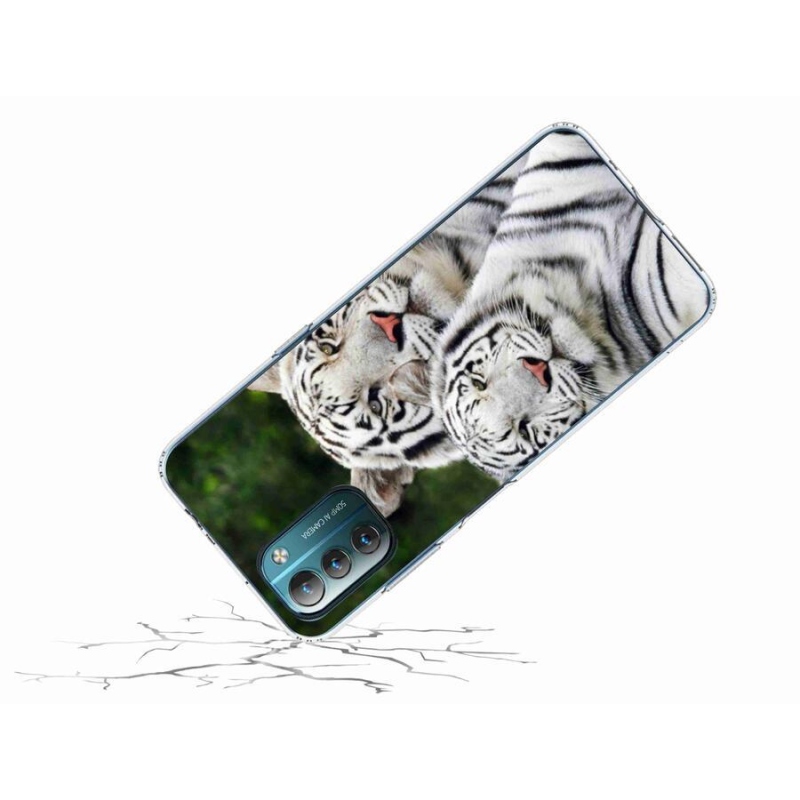 Gél tok mmCase mobiltelefonhoz Nokia G11/G21 - fehér tigrisek