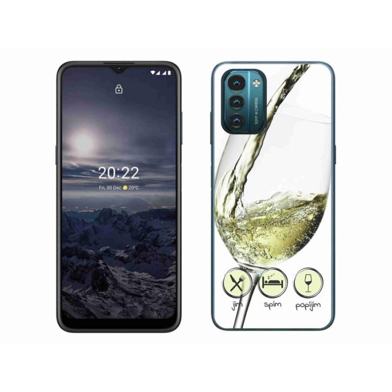 Gél tok mmCase mobiltelefonhoz Nokia G11/G21 - borospohár fehér