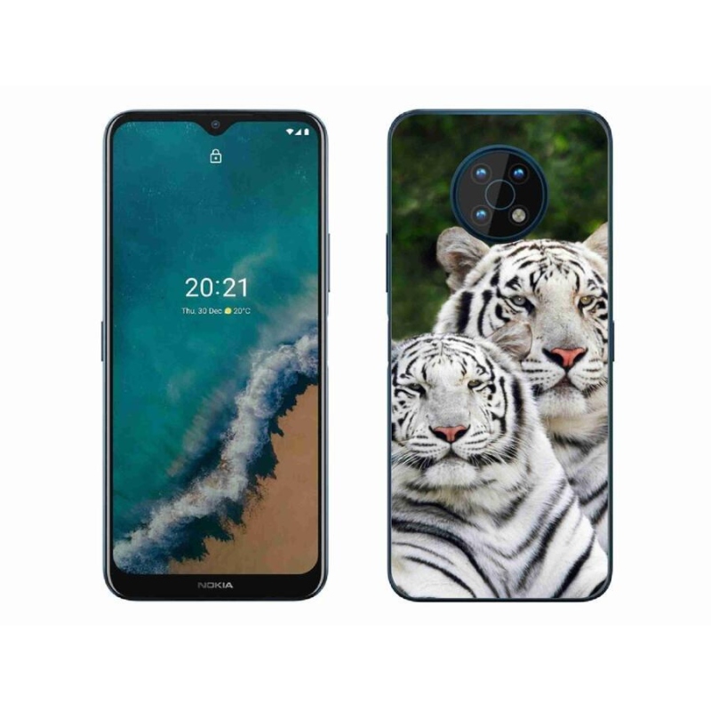 Gél tok mmCase mobiltelefonhoz Nokia G50 - fehér tigrisek