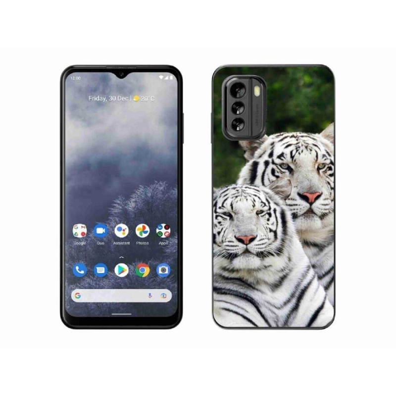 Gél tok mmCase a Nokia G60 5G készülékhez - fehér tigrisek