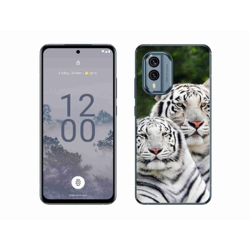 Gél tok mmCase a Nokia X30 5G készülékhez - fehér tigrisek