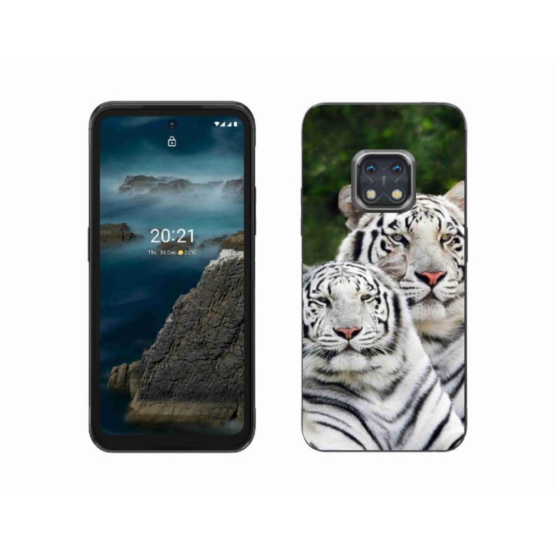 Gél tok mmCase mobiltelefonhoz Nokia XR20 - fehér tigrisek
