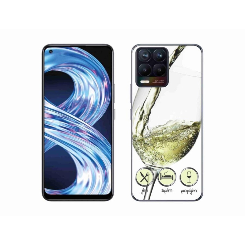 Gél tok mmCase mobiltelefonhoz Realme 8 4G - borospohár fehér