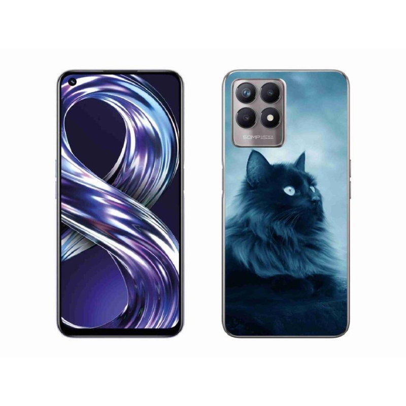 Gél tok mmCase mobilhoz Realme 8i - fekete macska 1
