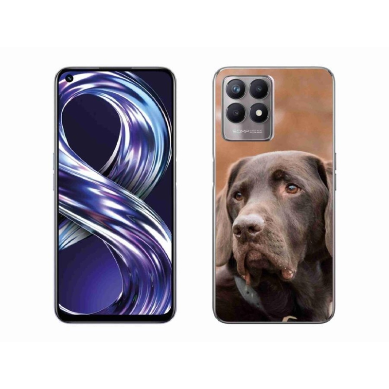 Gél tok mmCase mobiltelefonhoz Realme 8i - barna labrador