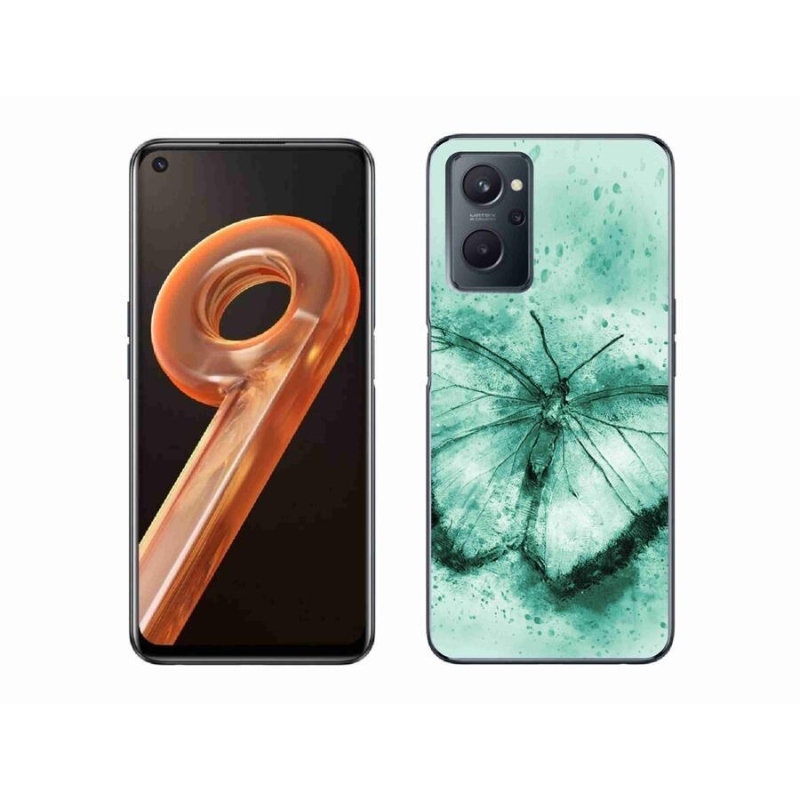 Gél tok mmCase mobilhoz Realme 9i - zöld pillangó