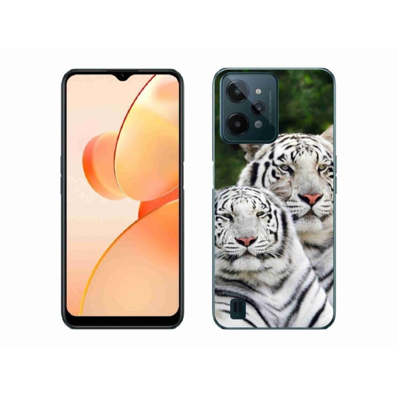Gél tok mmCase mobilhoz Realme C31 - fehér tigrisek