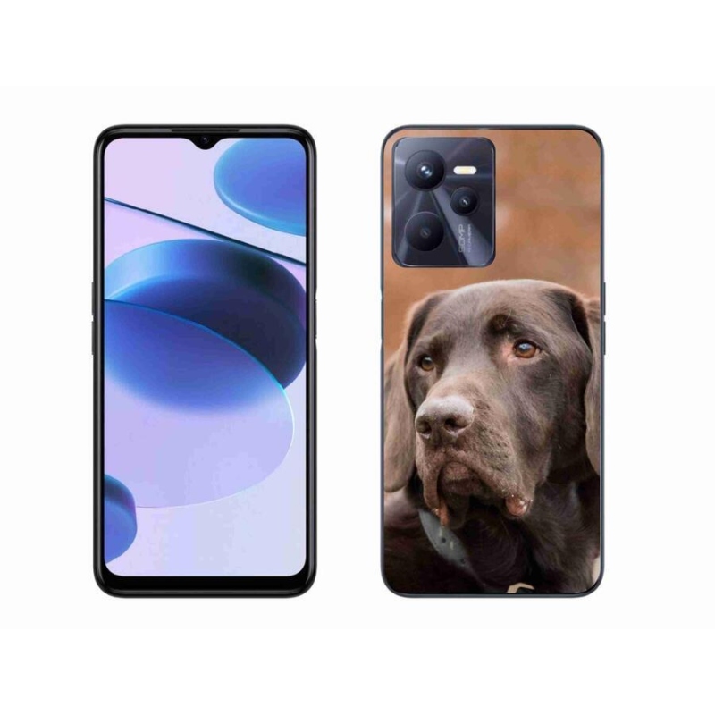 Gél tok mmCase mobiltelefonhoz Realme C35 - barna labrador