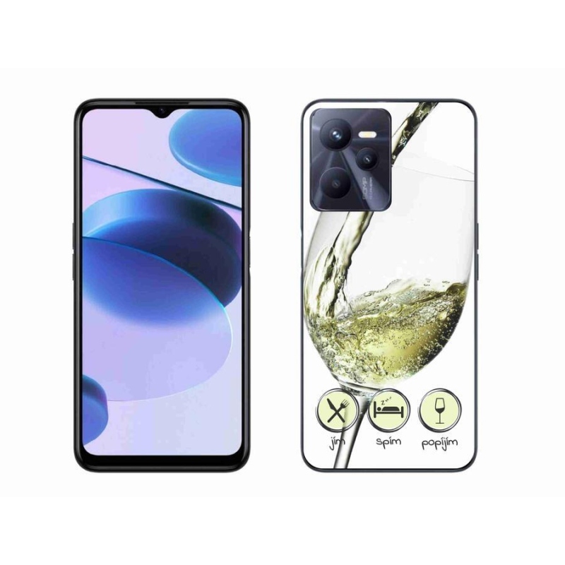 Gél tok mmCase mobiltelefonhoz Realme C35 - borospohár fehér
