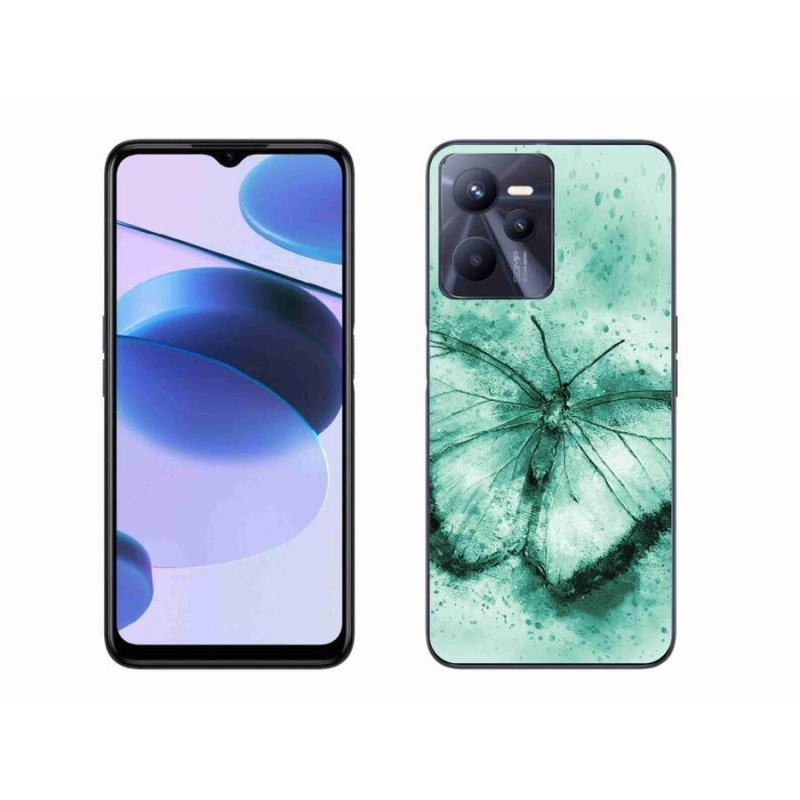 Gél tok mmCase mobilhoz Realme C35 - zöld pillangó
