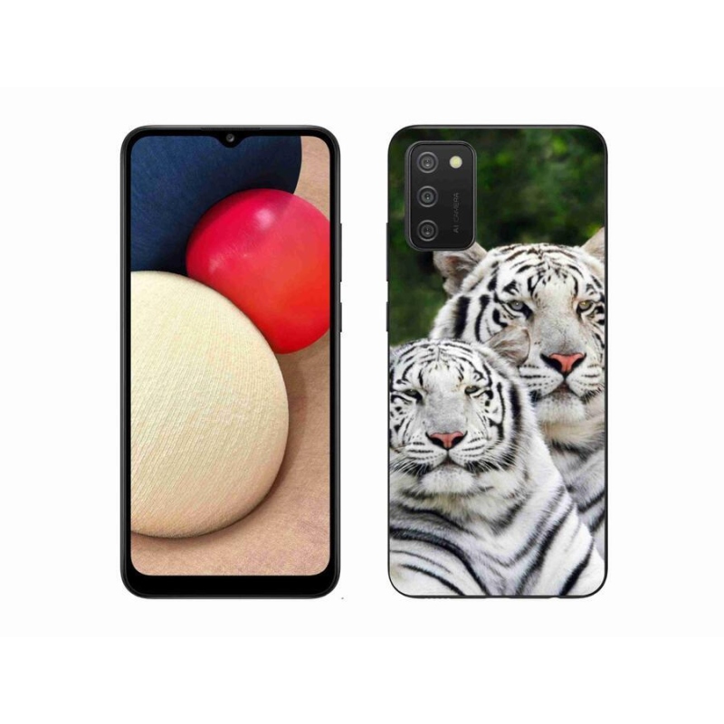 Gél tok mmCase mobiltelefonhoz Samsung Galaxy A02s (164.2x75.9x9.1mm) - fehér tigrisek