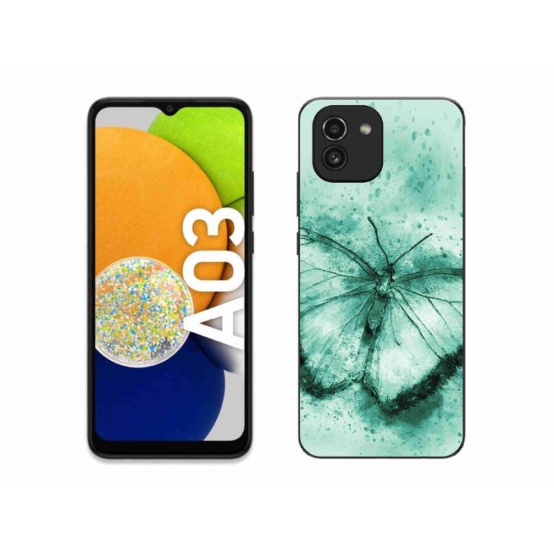 Gél tok mmCase mobiltelefonhoz Samsung Galaxy A03 - zöld pillangó