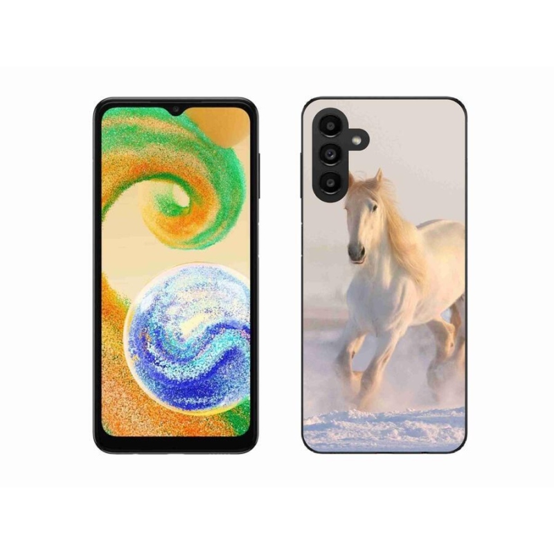 Gél tok mmCase mobiltelefonhoz Samsung Galaxy A04s (164.7x76.7x9.1mm) - ló a hóban