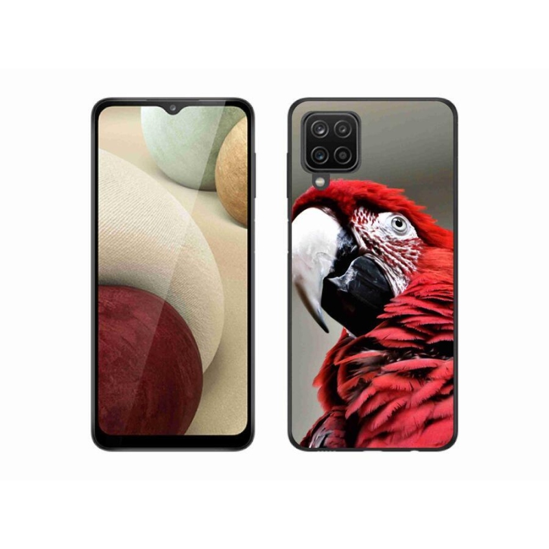 Gél tok mmCase mobiltelefonhoz Samsung Galaxy A12 - papagáj ara piros