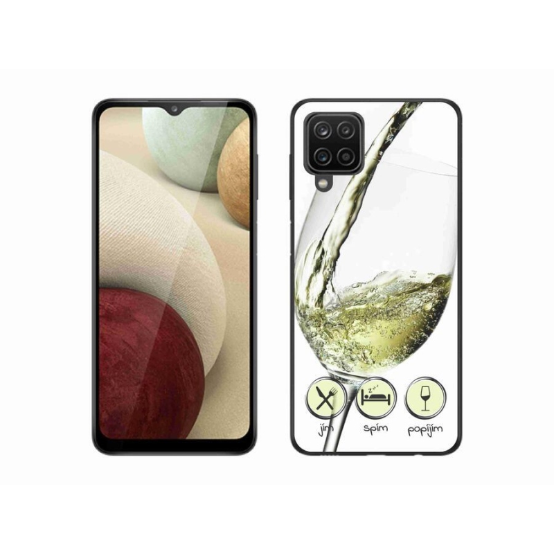 Gél tok mmCase mobiltelefonhoz Samsung Galaxy A12 - borospohár fehér