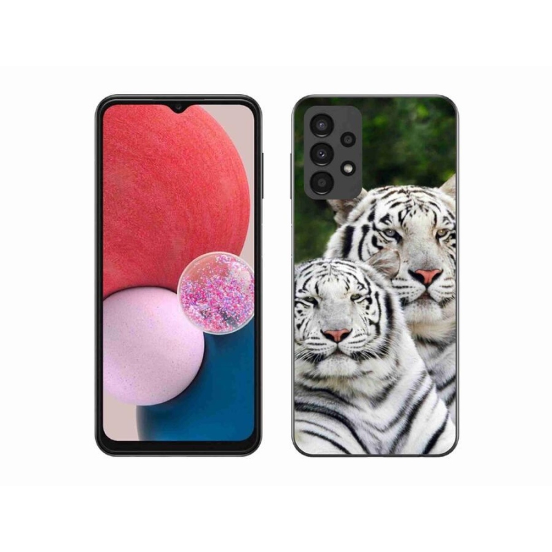 Gél tok mmCase a Samsung Galaxy A13 4G készülékhez - fehér tigrisek