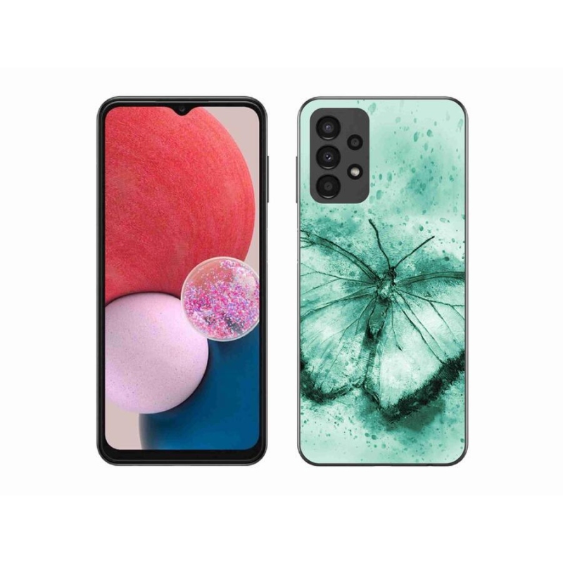 Gél tok mmCase a Samsung Galaxy A13 4G készülékhez - zöld pillangó